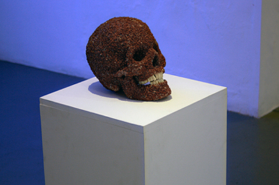  Padraig Robinson, Coco-Pop-Skull, 2009, Plastic in two halves encrusted with coco-pops, 20 X 13 X 8 cm